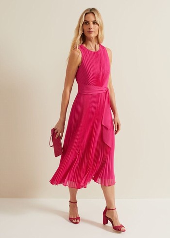 Phase Eight Simara Pleated Dress Pink USA | 8241637-LJ